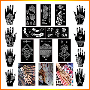 Xmasir Pack of 16 Sheets Henna Tattoo Stencil
