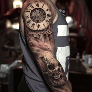 clock tattoo design for men