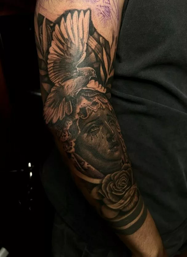 Black and Gray Sleeve Tattoo