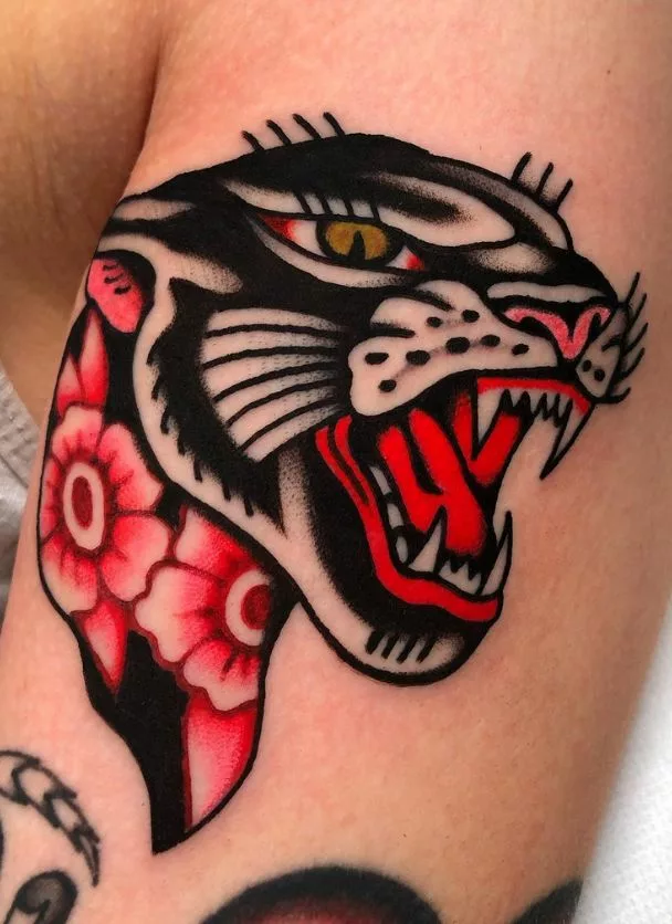 Female panther tattoo