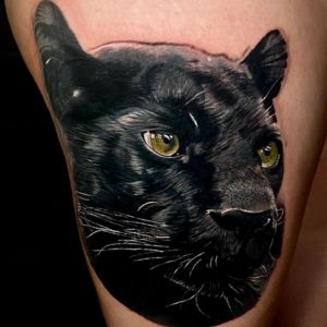realistic panther face tattoo