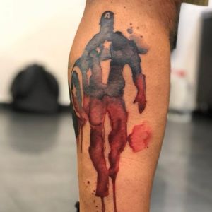 captain America watercolor tattoo