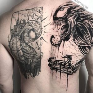 spiderman and venom tattoo