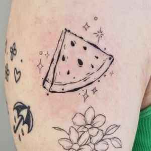 black and grey fruit tattoo