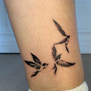 black and white sparrow tattoo