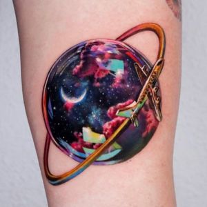 color galaxy tattoo planet