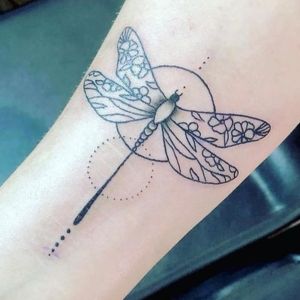 cute minimal dragonfly tattoo