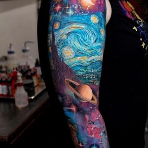 galaxy tattoo arm color