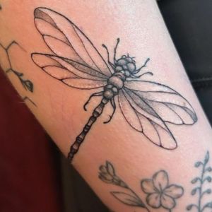 glitter minimal dragonfly tattoo