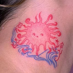 neck sun tattoo