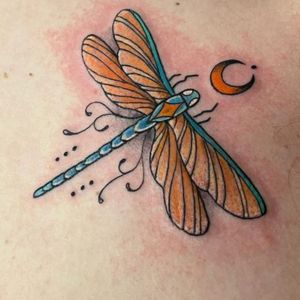 yellow color dragonfly tattoo