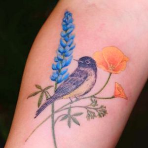 natural bluebonnet tattoo bird