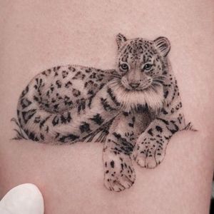 snow leopard tattoo realistic baby