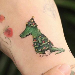 crocodile Christmas Sleeve Tattoo