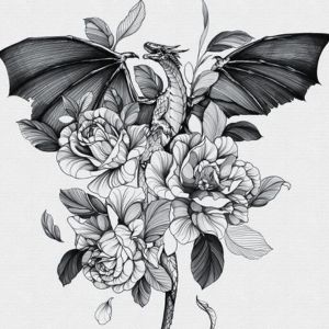 dragon flower stencil tattoo