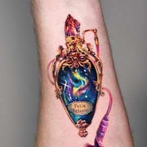 mirror galaxy watercolor tattoo