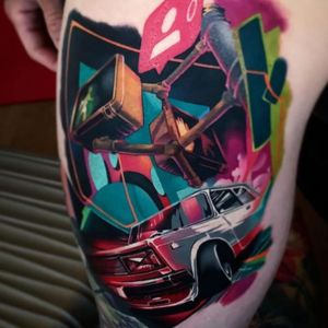 Abstract Colorful car tattoo ideas