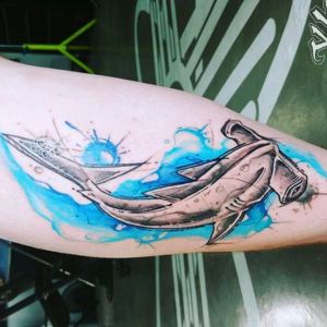 color hammerhead shark tattoo