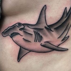 detail hammerhead shark tattoo