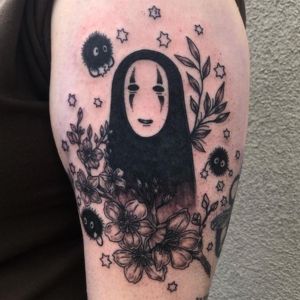 flower bicep no face tattoo