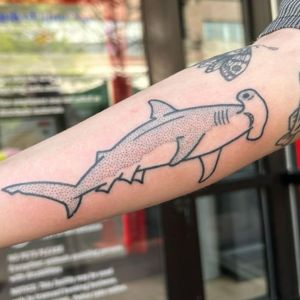 minimal hammerhead shark tattoo
